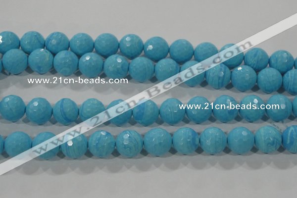 CTU2594 15.5 inches 12mm faceted round synthetic turquoise beads