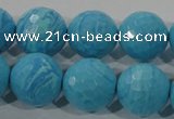 CTU2595 15.5 inches 14mm faceted round synthetic turquoise beads