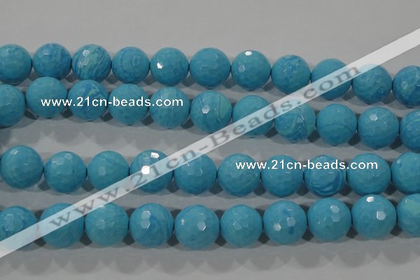 CTU2596 15.5 inches 16mm faceted round synthetic turquoise beads