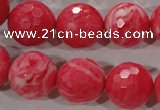 CTU2626 15.5 inches 16mm faceted round synthetic turquoise beads
