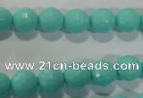 CTU2780 15.5 inches 4mm faceted round synthetic turquoise beads