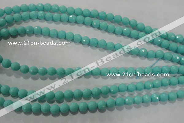 CTU2781 15.5 inches 6mm faceted round synthetic turquoise beads