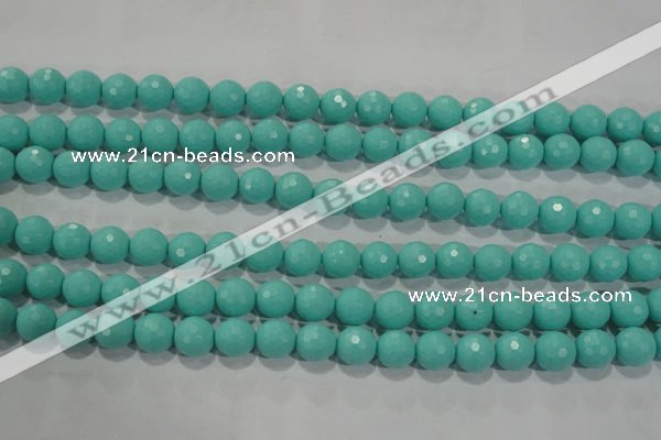 CTU2782 15.5 inches 8mm faceted round synthetic turquoise beads