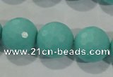 CTU2786 15.5 inches 16mm faceted round synthetic turquoise beads