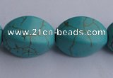 CTU28 15.5 inches 13*20mm twisted oval blue turquoise beads Wholesale