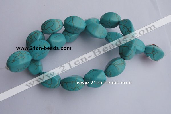 CTU28 15.5 inches 13*20mm twisted oval blue turquoise beads Wholesale