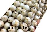 CTU3104 15 inches 12mm round gold vein howlite turquoise beads