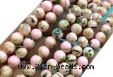 CTU3107 15 inches 4mm round gold vein howlite turquoise beads