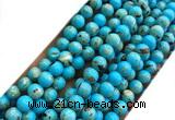 CTU3141 15 inches 4mm round gold vein howlite turquoise beads