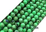 CTU3167 15 inches 4mm round gold vein howlite turquoise beads