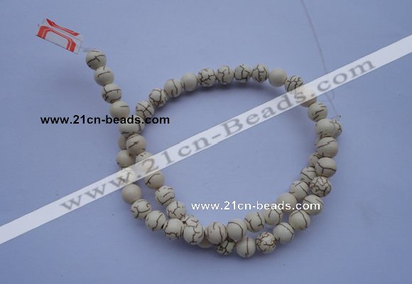 CTU34 15.5 inches 8mm round white turquoise strand beads Wholesale