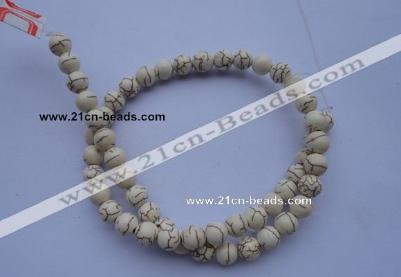 CTU35 15.5 inches 10mm round white turquoise strand beads Wholesale