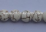 CTU36 15.5 inches 14mm round white turquoise strand beads Wholesale