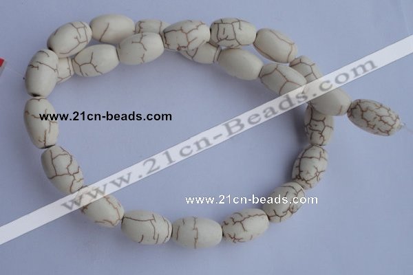 CTU38 15.5 inches 10*16mm rice shape white turquoise beads Wholesale