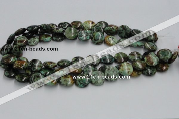 CTU416 15.5 inches 16mm flat round African turquoise beads wholesale