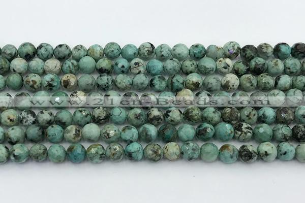 CTU518 15.5 inches 6mm faceted round African turquoise beads wholesale