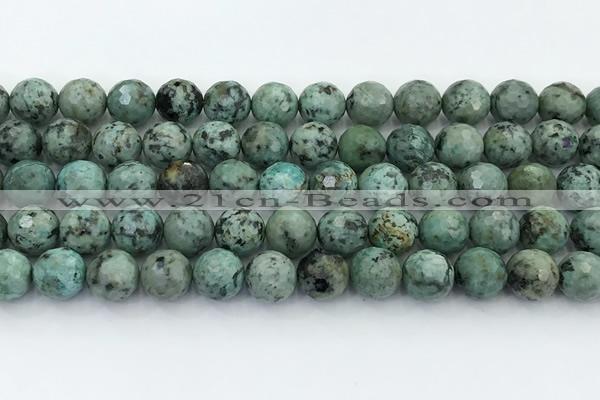 CTU520 15.5 inches 10mm faceted round African turquoise beads wholesale