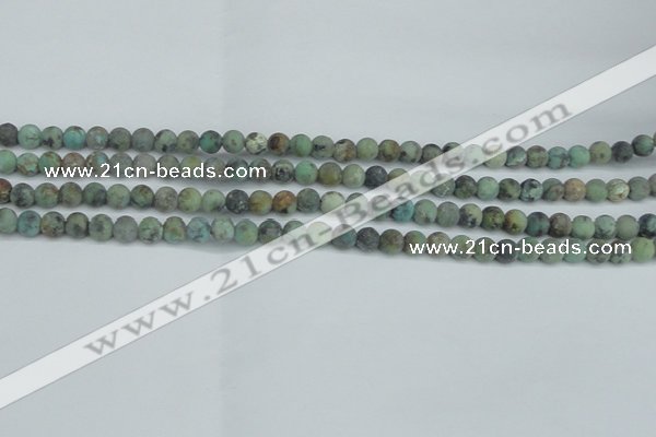 CTU562 15.5 inches 4mm round matte african turquoise beads