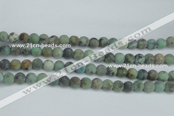 CTU565 15.5 inches 10mm round matte african turquoise beads