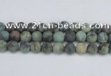 CTU567 15.5 inches 14mm round matte african turquoise beads