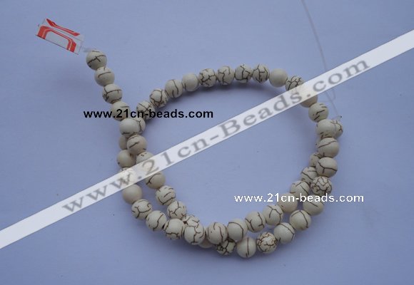 CTU67 15.5 inches 4mm round white turquoise strand beads Wholesale