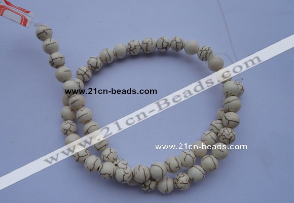 CTU68 15.5 inches 6mm round white turquoise strand beads Wholesale