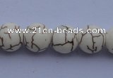 CTU69 15.5 inches 12mm round white turquoise strand beads Wholesale