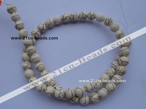 CTU69 15.5 inches 12mm round white turquoise strand beads Wholesale