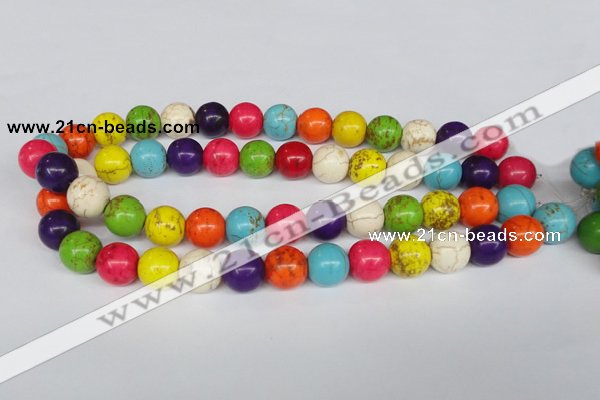 CTU704 15.5 inches 14mm round dyed turquoise beads wholesale