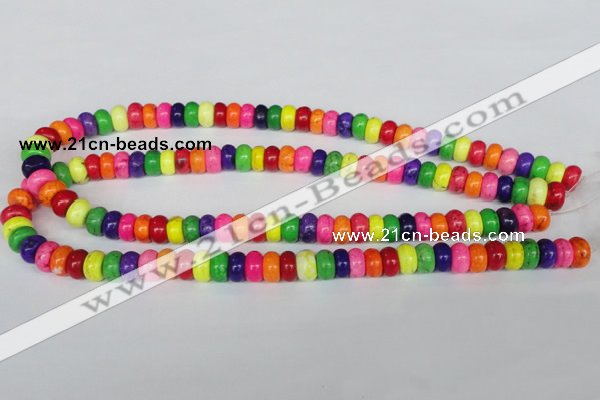 CTU706 15.5 inches 6*10mm rondelle dyed turquoise beads wholesale