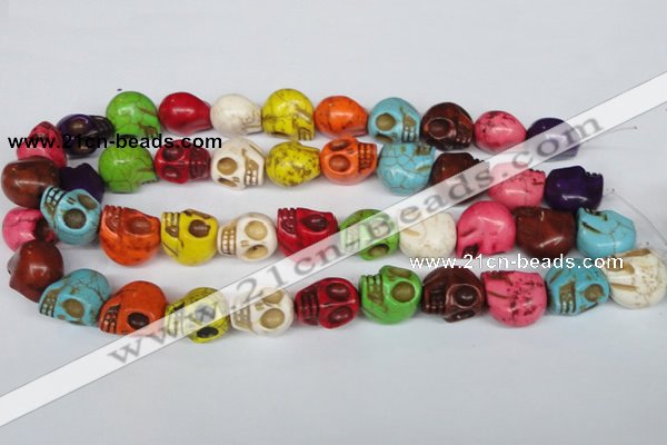 CTU712 15.5 inches 15*18*18mm skull dyed turquoise beads wholesale