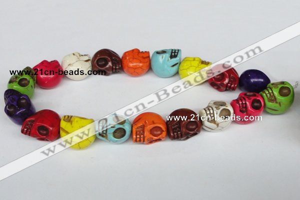 CTU713 15.5 inches 18*20*22mm skull dyed turquoise beads wholesale