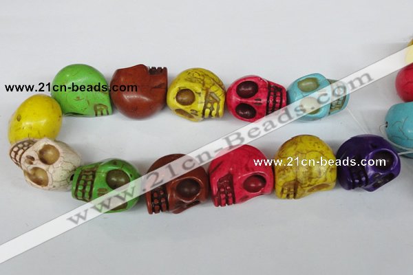 CTU714 15.5 inches 24*29*30mm skull dyed turquoise beads wholesale