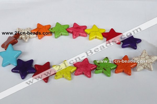 CTU729 15.5 inches 30*30mm star dyed turquoise beads wholesale