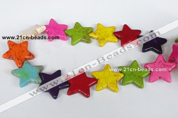 CTU730 15.5 inches 35*35mm star dyed turquoise beads wholesale