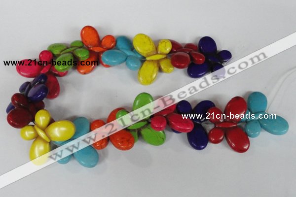 CTU739 15.5 inches 25*35mm butterfly dyed turquoise beads wholesale