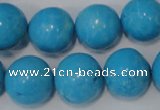 CTU826 15.5 inches 16mm round dyed turquoise beads wholesale