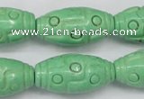 CTU888 15.5 inches 15*30mm carved rice dyed turquoise beads