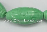 CTU889 15.5 inches 20*40mm carved rice dyed turquoise beads