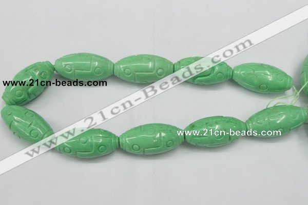 CTU889 15.5 inches 20*40mm carved rice dyed turquoise beads