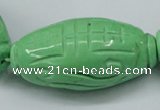 CTU890 15.5 inches 25*50mm carved rice dyed turquoise beads