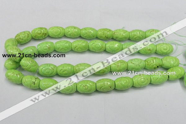 CTU891 15.5 inches 14*20mm carved rice dyed turquoise beads