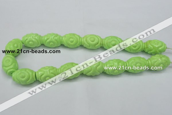 CTU893 15.5 inches 18*25mm carved rice dyed turquoise beads