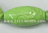 CTU894 15.5 inches 25*50mm carved rice dyed turquoise beads