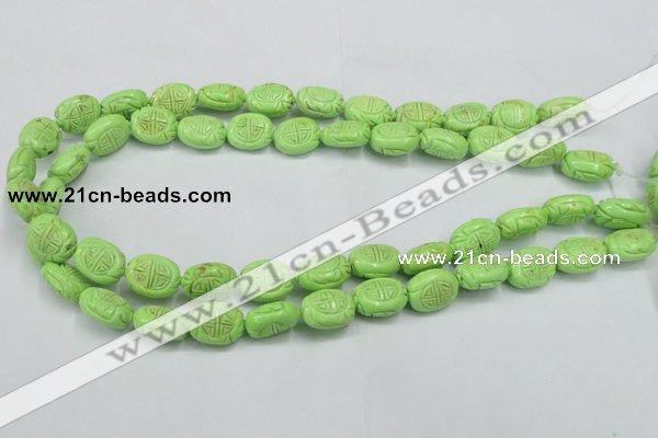 CTU895 15.5 inches 12*15mm carved oval dyed turquoise beads