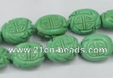 CTU896 15.5 inches 12*15mm carved oval dyed turquoise beads