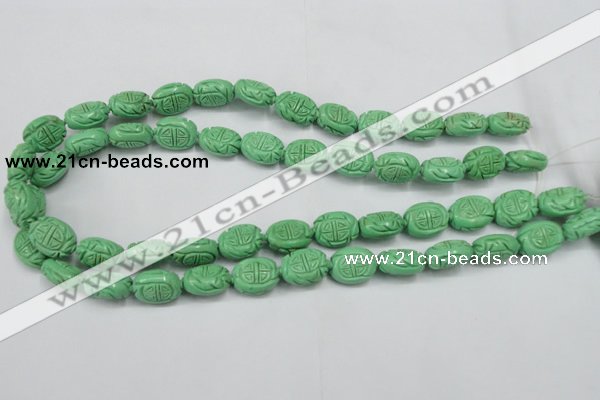 CTU896 15.5 inches 12*15mm carved oval dyed turquoise beads