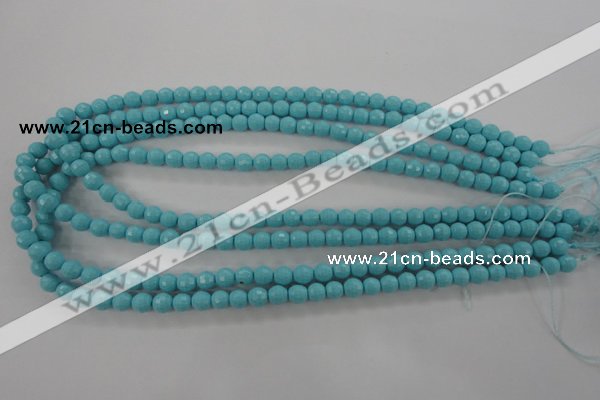 CTU911 15.5 inches 6mm faceted round synthetic turquoise beads