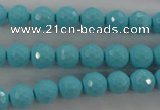 CTU912 15.5 inches 8mm faceted round synthetic turquoise beads