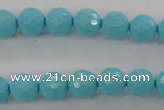 CTU913 15.5 inches 10mm faceted round synthetic turquoise beads